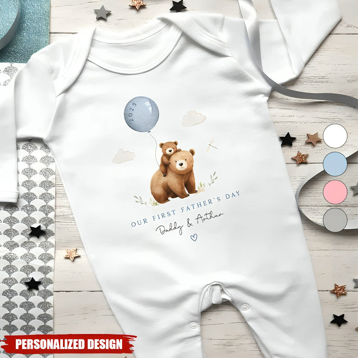 First Fathers Day-Personalized Baby Onesie And Sleepsuit
