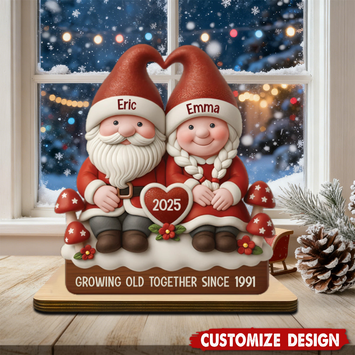 Personalised Wooden Mr And Mrs Claus Xmas Plaque - Gift For Couple