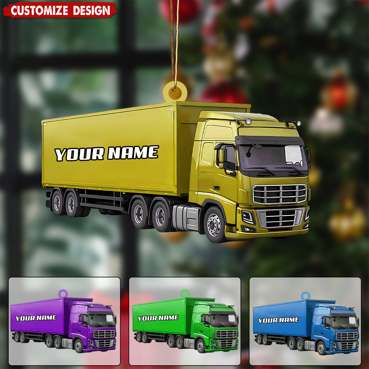 Personalized Semi Truck Christmas Ornament