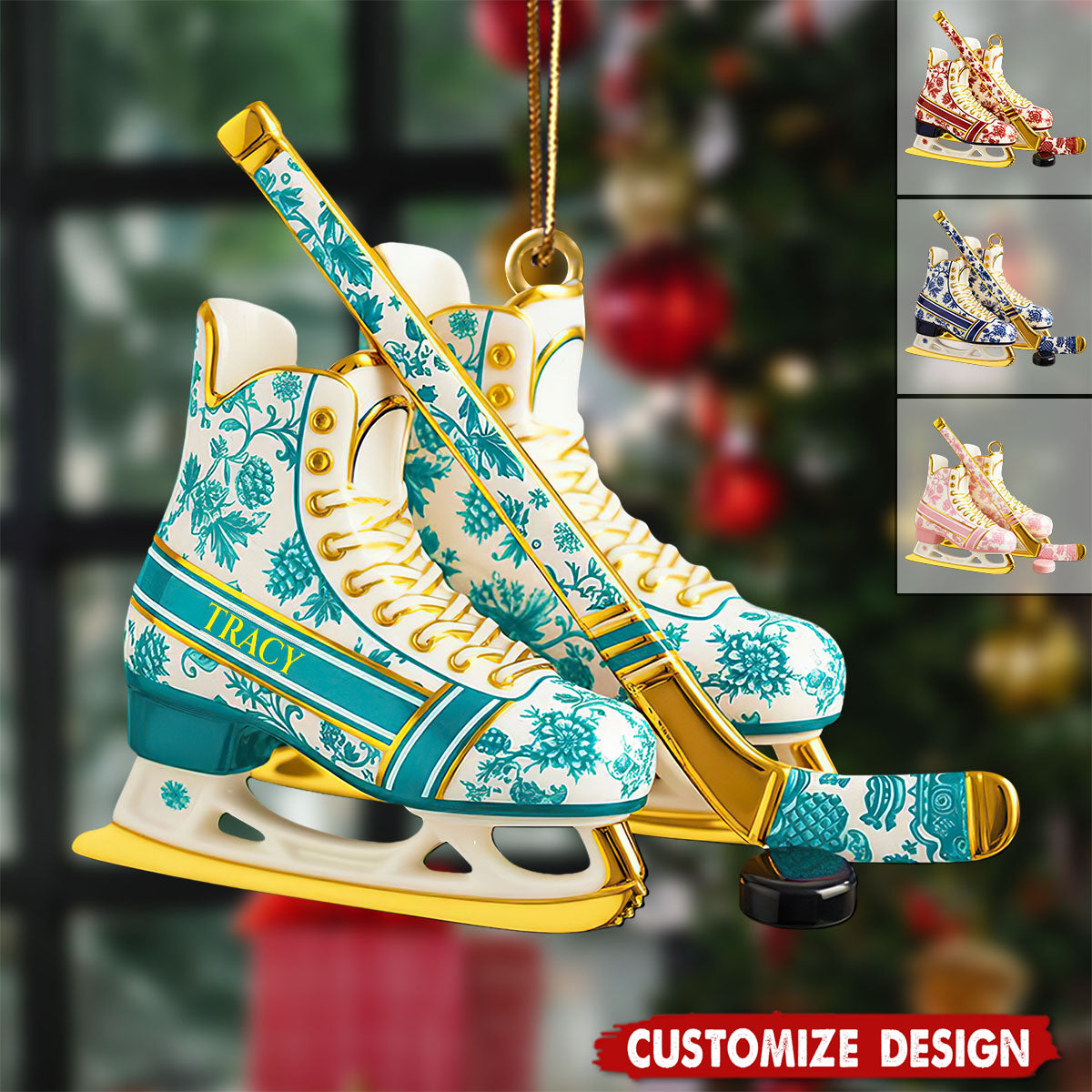 Personalized Classic Ice Hockey Christmas Ornament - Gift For Ice Hockey Lover