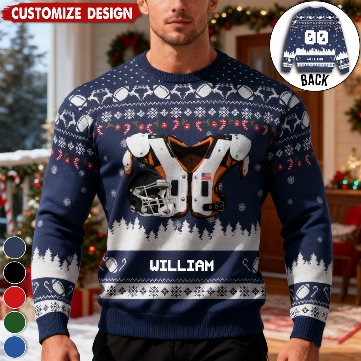 Personalized American Football Ugly Sweatshirt - Gift For American Lovers