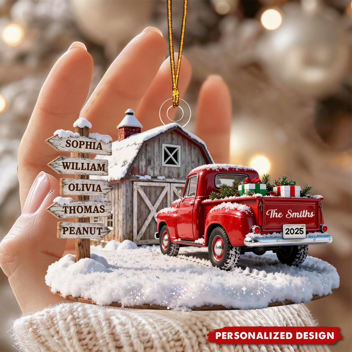 Personalized Truck Barn House Christmas  Ornament-Gift For Family