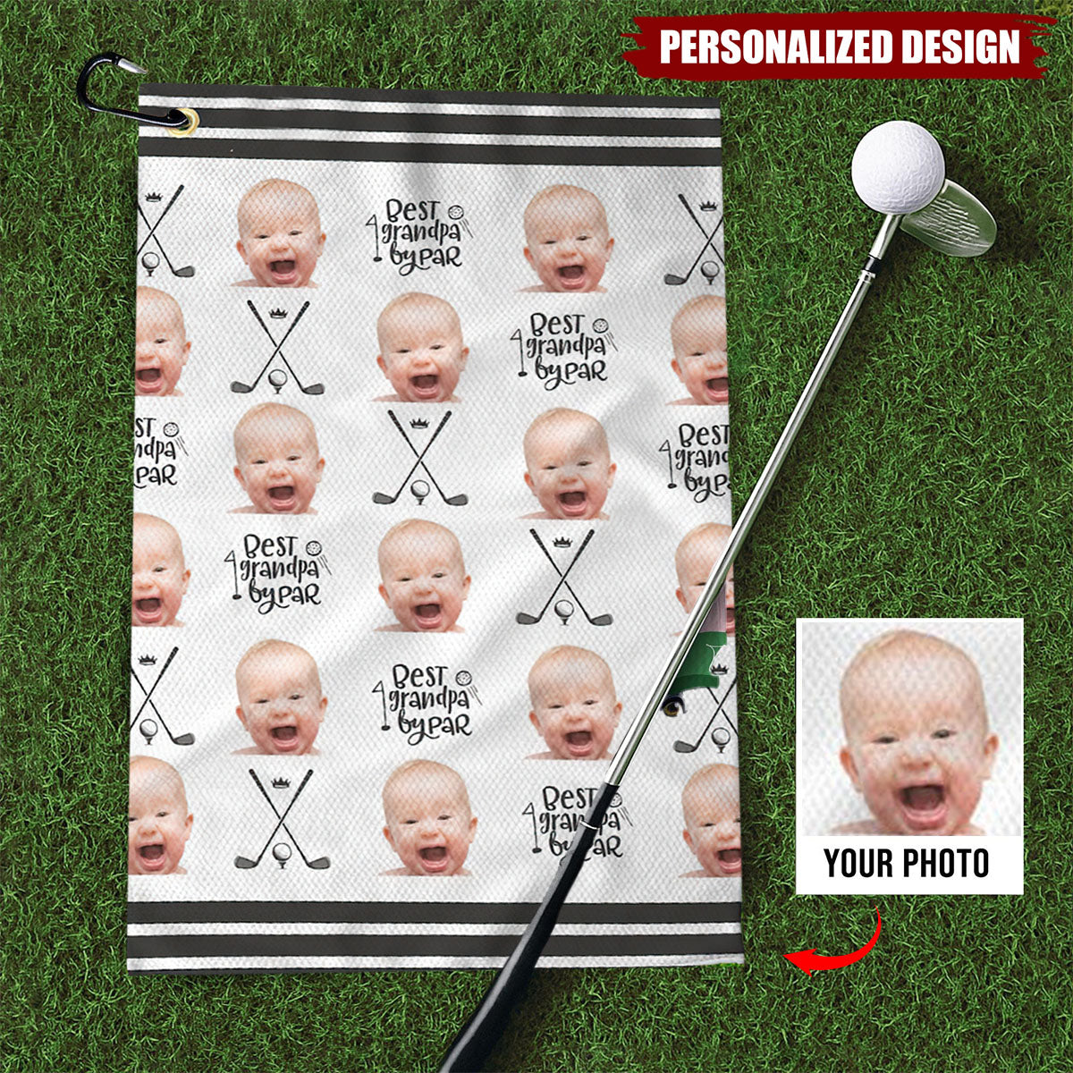 Personalized Golf Towel With Photo-Father's Day Golf Gift