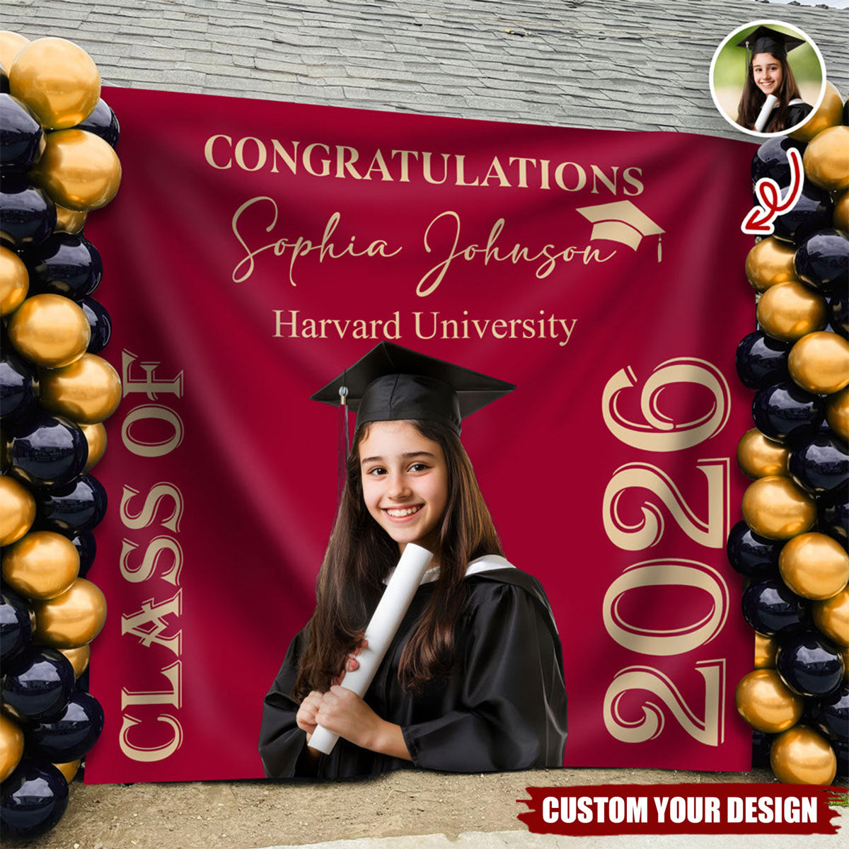 Custom Photo Congratulations Class Of 2026 Backdrop For Graduation's Day