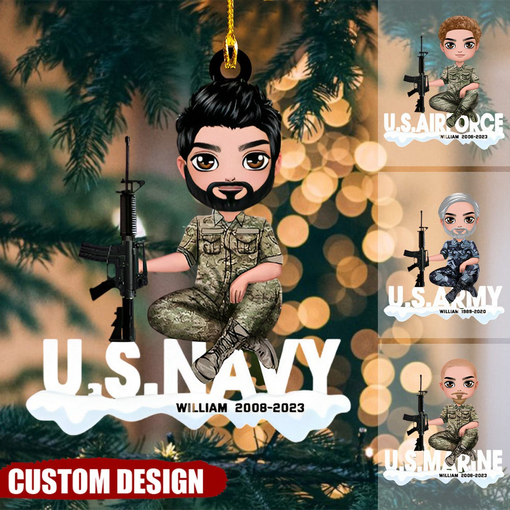 Personalized US Army Solider Custom Name Acrylic Ornament