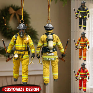 Personalized Double-sided Firefighter Ornament - Gift For Fireman