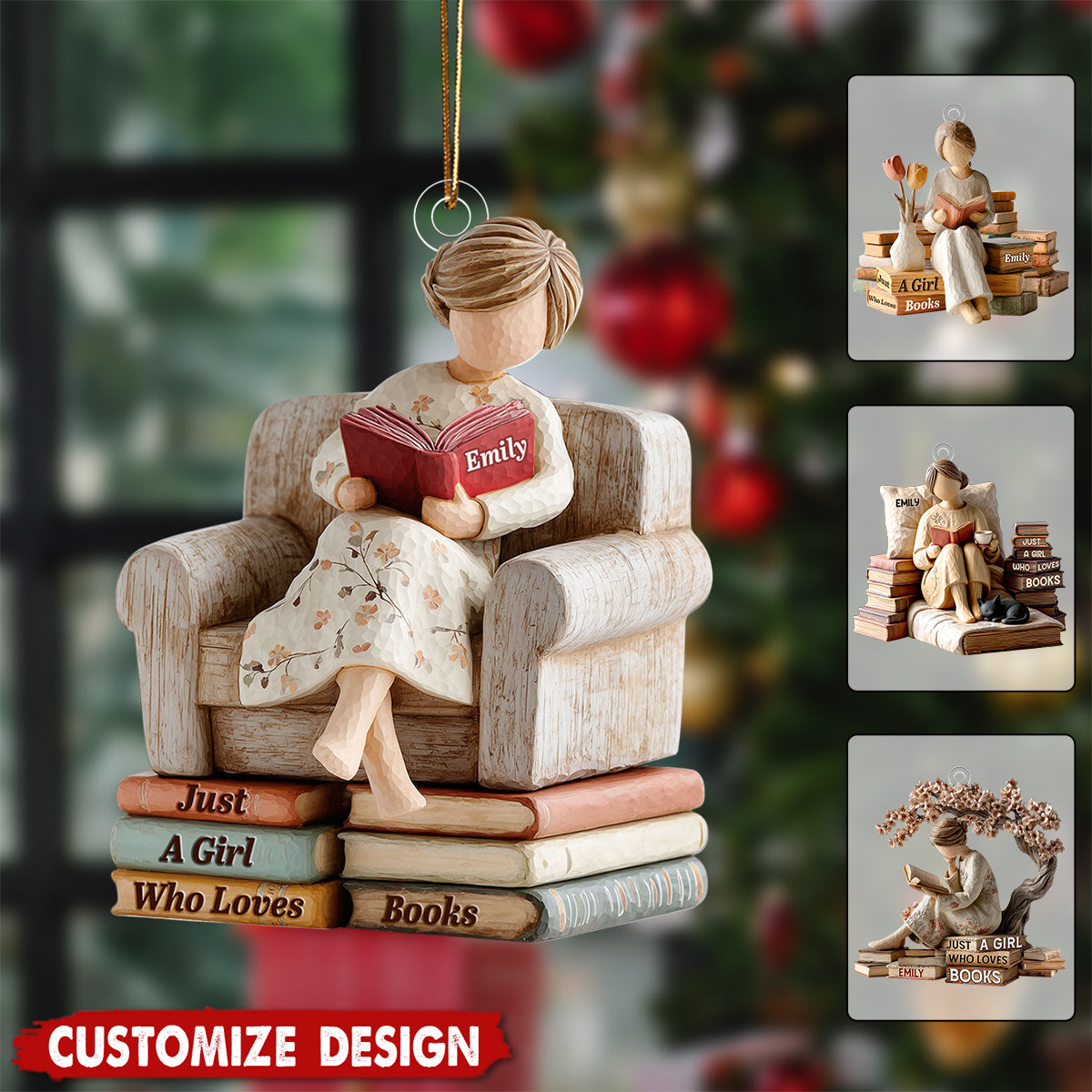 Just A Girl Who Loves Books - Personalized Acrylic Ornament - Gift For Reading Lovers