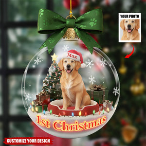 Personalized Dog Photo Acrylic Christmas Ornament - Gifts For Dog Lovers