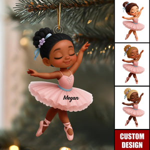 Personalized Little Girl Balletina Dance Christmas Ornament
