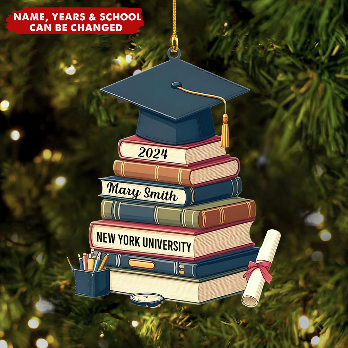 Personalized Christmas Graduation Ornaments Class of 2024 - Graduation Gifts for Her, Him