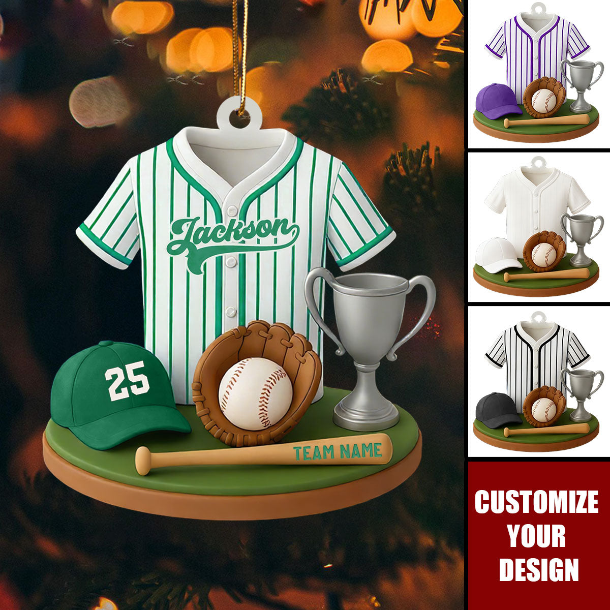 Baseball Keepsake - Personalized Kid Baseball Player Ornament