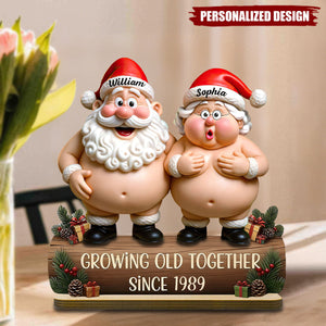 Growing Old Together-Personalized Couple Christmas Plaque-Gift For Couples And Parents