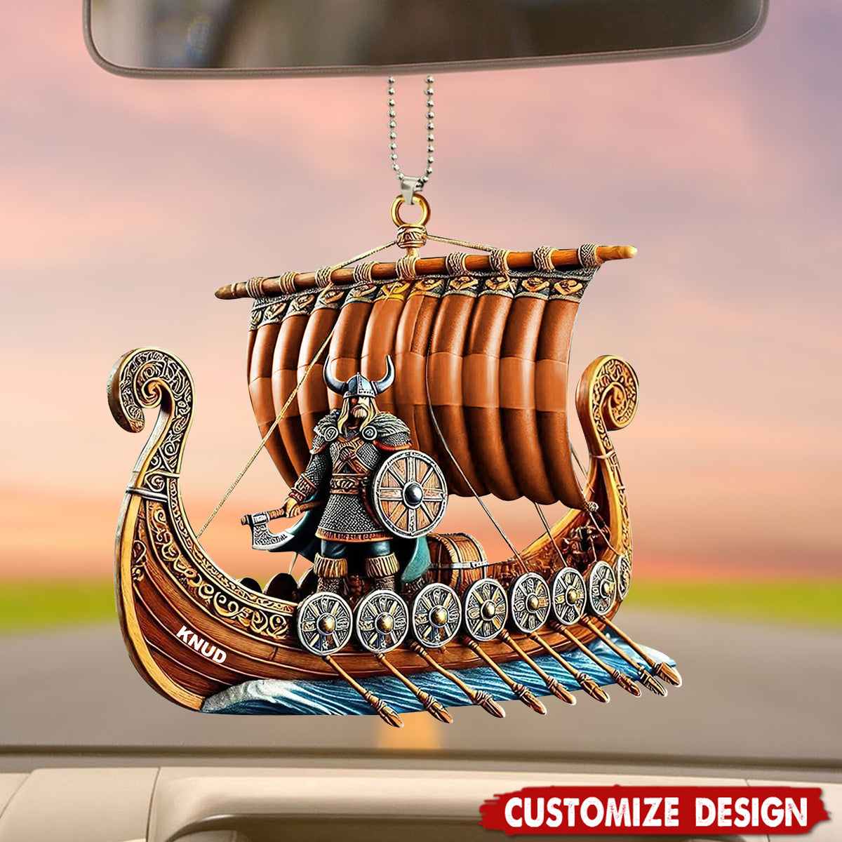 Personalized Viking Ship Car Ornament - Gift For History Enthusiasts