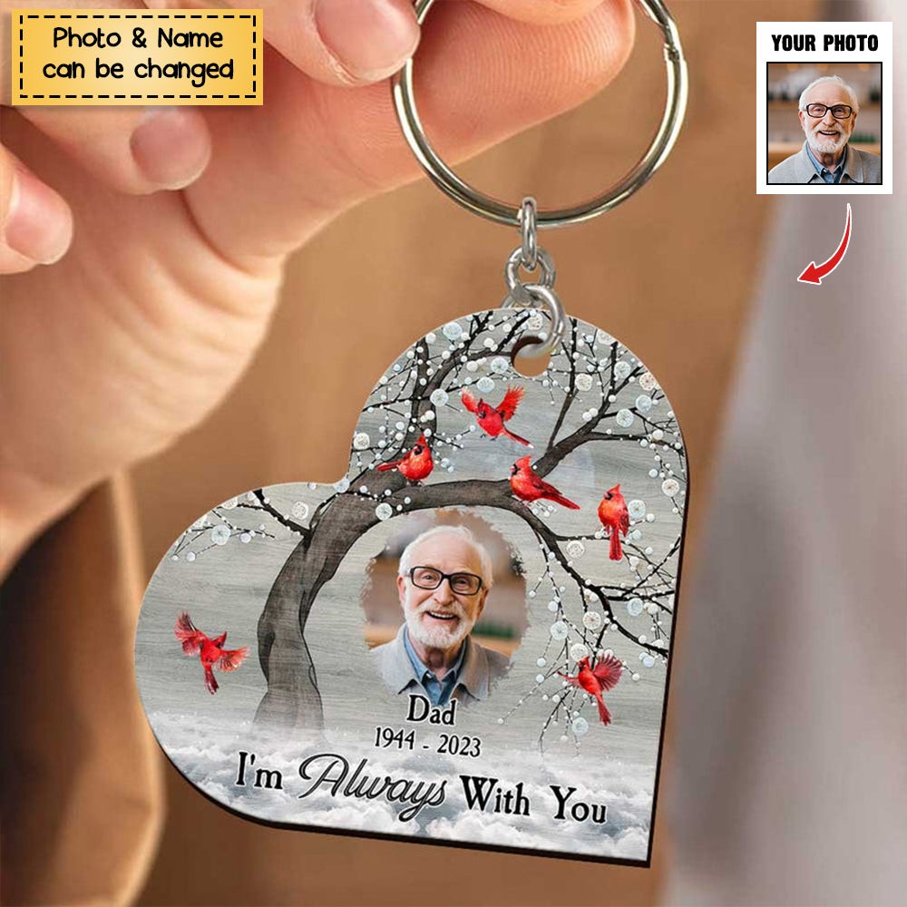 Memorial Cardinal Upload Photo, I'm Always With You Personalized Acrylic Keychain