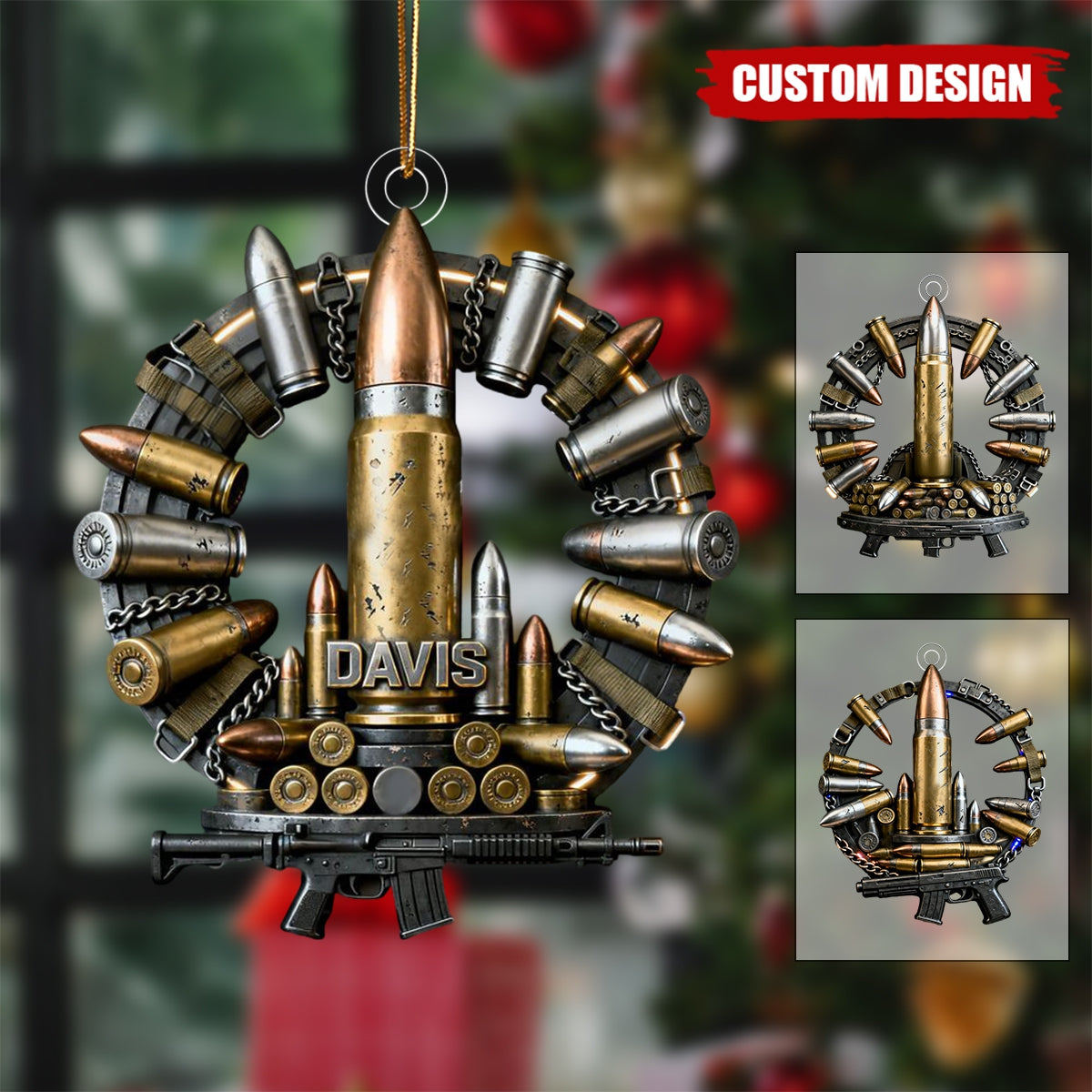 Personalized Gun Bullet Ornament - Gift For Amry, Gun Lovers