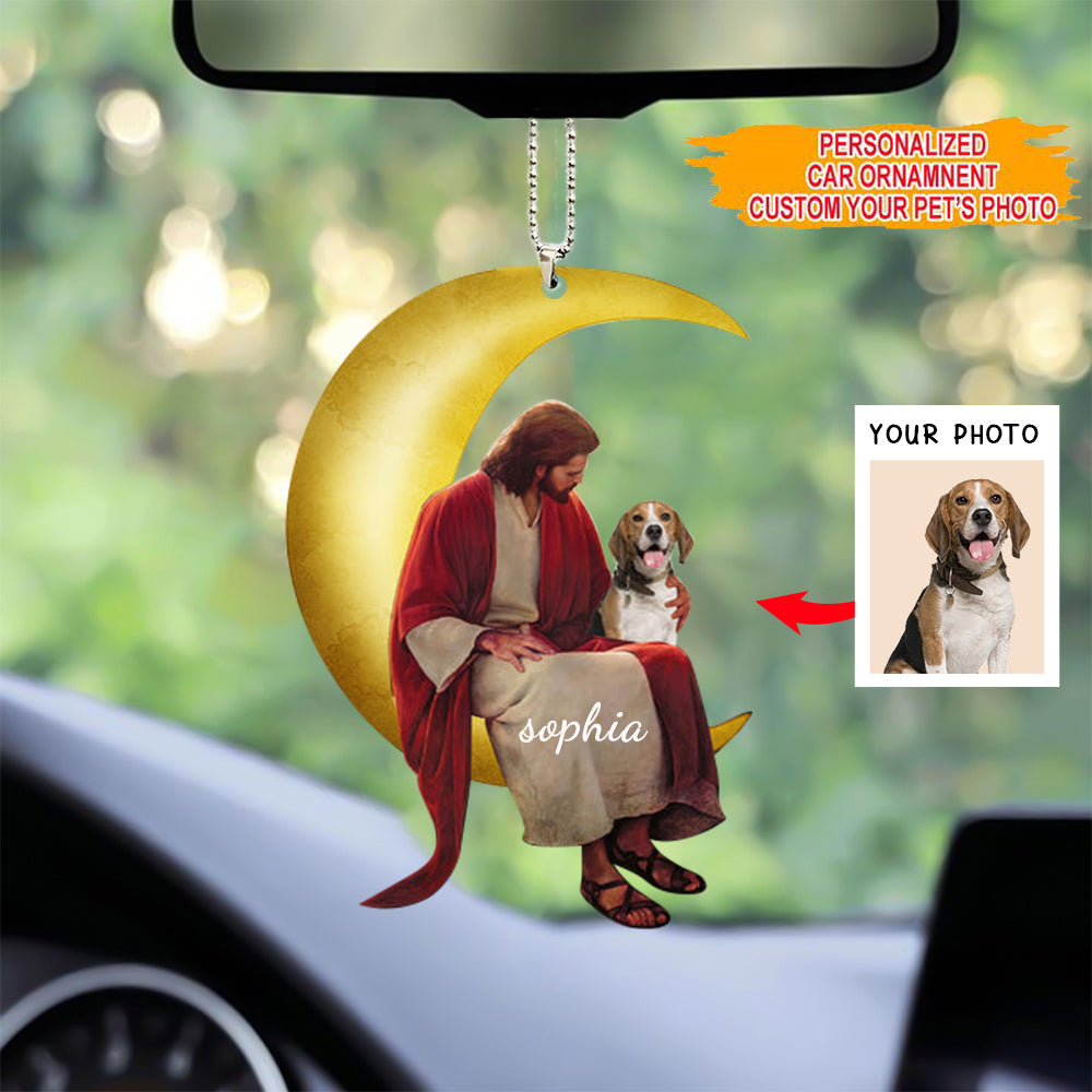Jesus Car Ornament, Custom Photo And Name, Personalized Acrylic Ornament