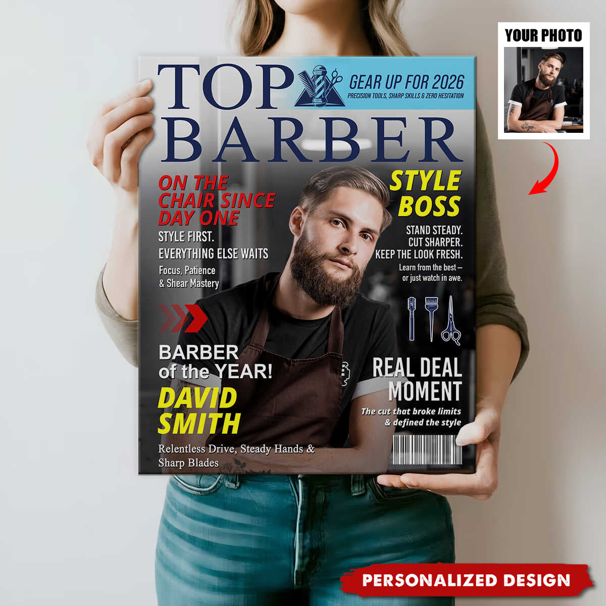 Personalized Barber Magazine Cover Poster - Gift For Barber