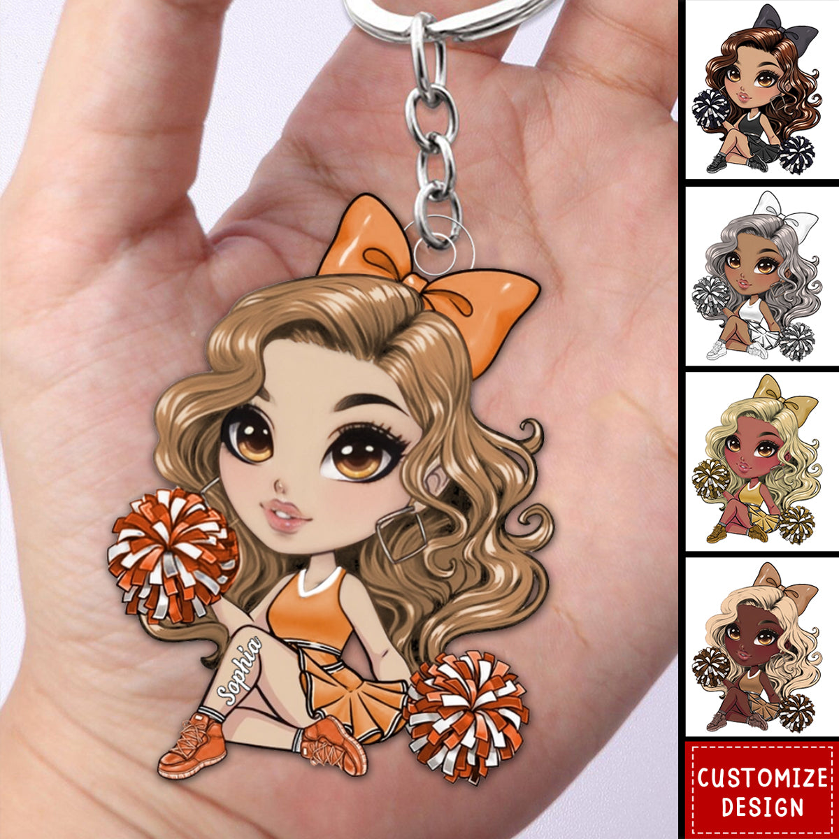 Cheerleader Cartoon Sports Girl-Personalized Keychain