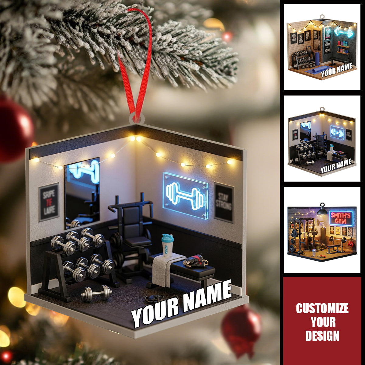 Personalized Fitness Christmas Ornament, Gift For Gym Lover, Workout Keepsake