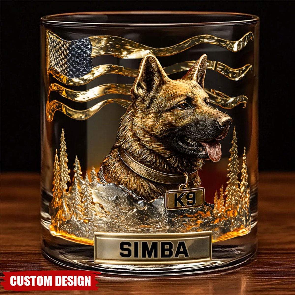 Love My Dog - Personalized German Shepherd Dog Whiskey Glass