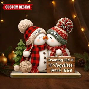 Snowman Couple Light Box - Romantic Winter Gift Plaque
