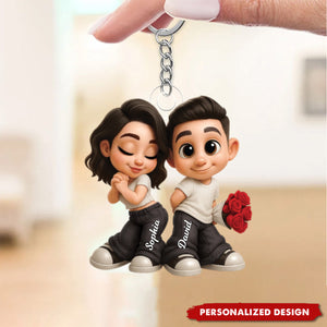 Personalized Together Y2K Couples  Keychain - Gift for Couple, for Him, for Her