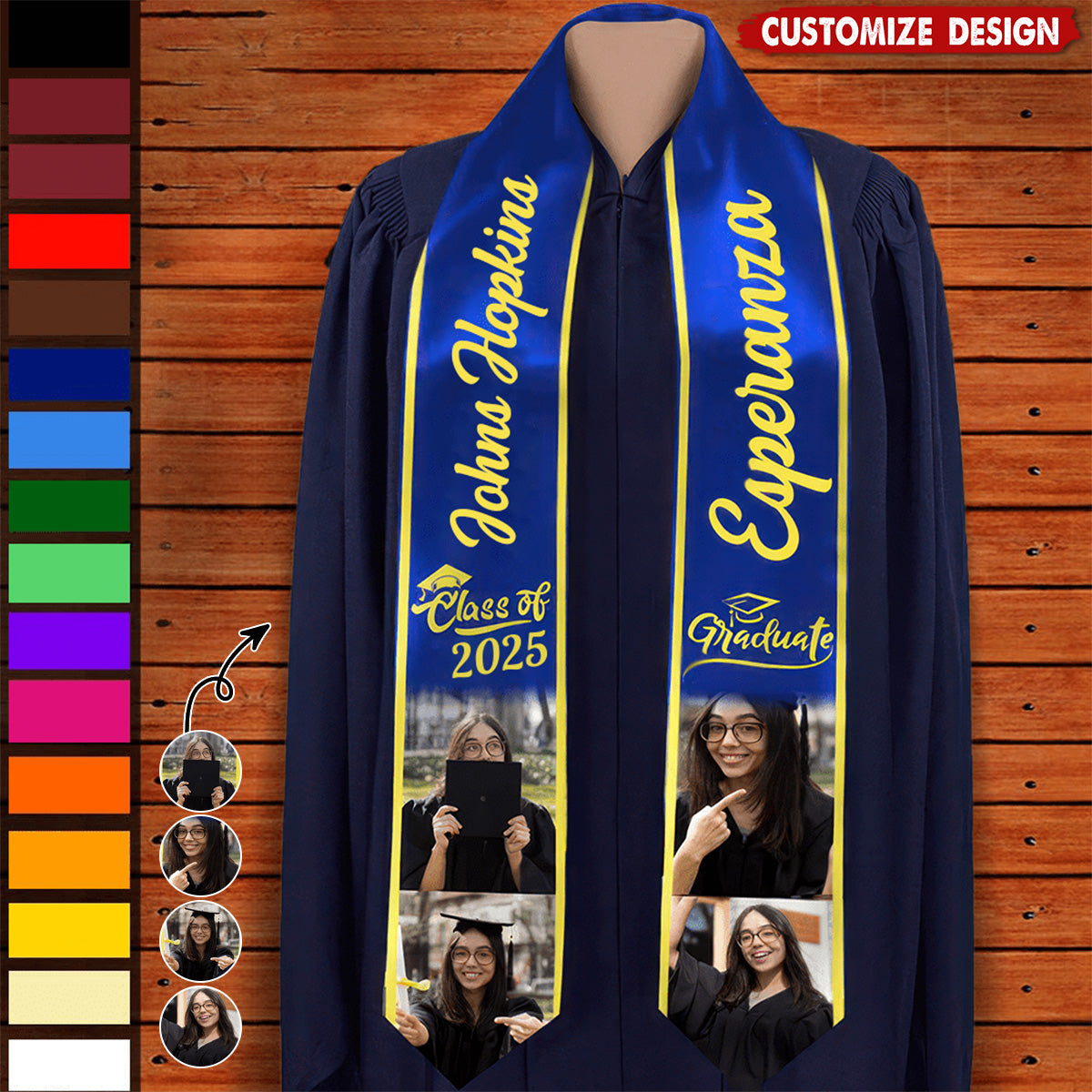 Personalized Photo Class of 2025 Stoles Graduation Day