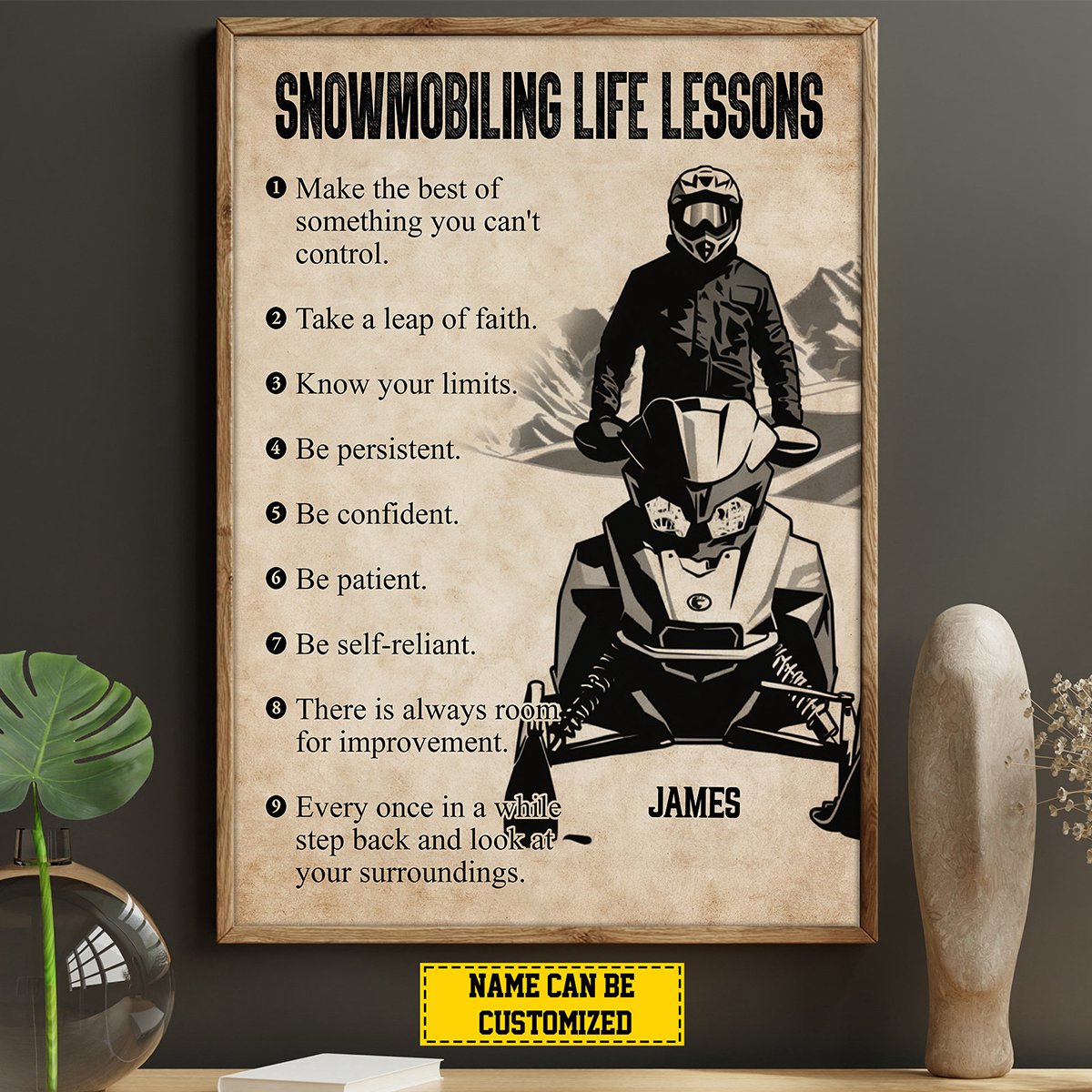 Personalized Snowmobiling Life Lessons Poster-Snowmobiling Gift For Boy Men