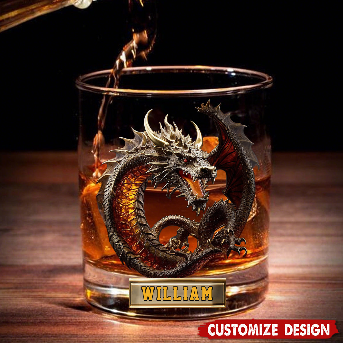 Personalized Dragon Whiskey Glass - GIft For Dragon Lovers
