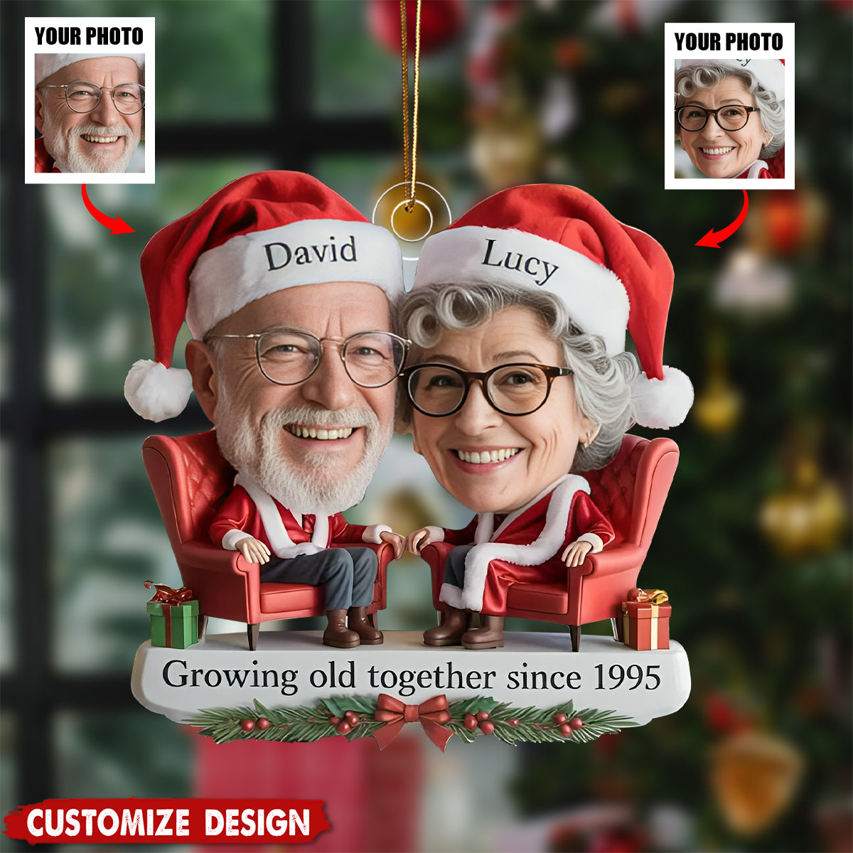 Custom Growing Old Together Since Couple Ornament, Funny Couple Christmas Ornament, Cute Christmas Keepsake for Partner,Anniversary Ornament