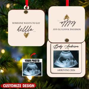 Pregnant Announcement - Personalized Pregnancy Flip Ornament