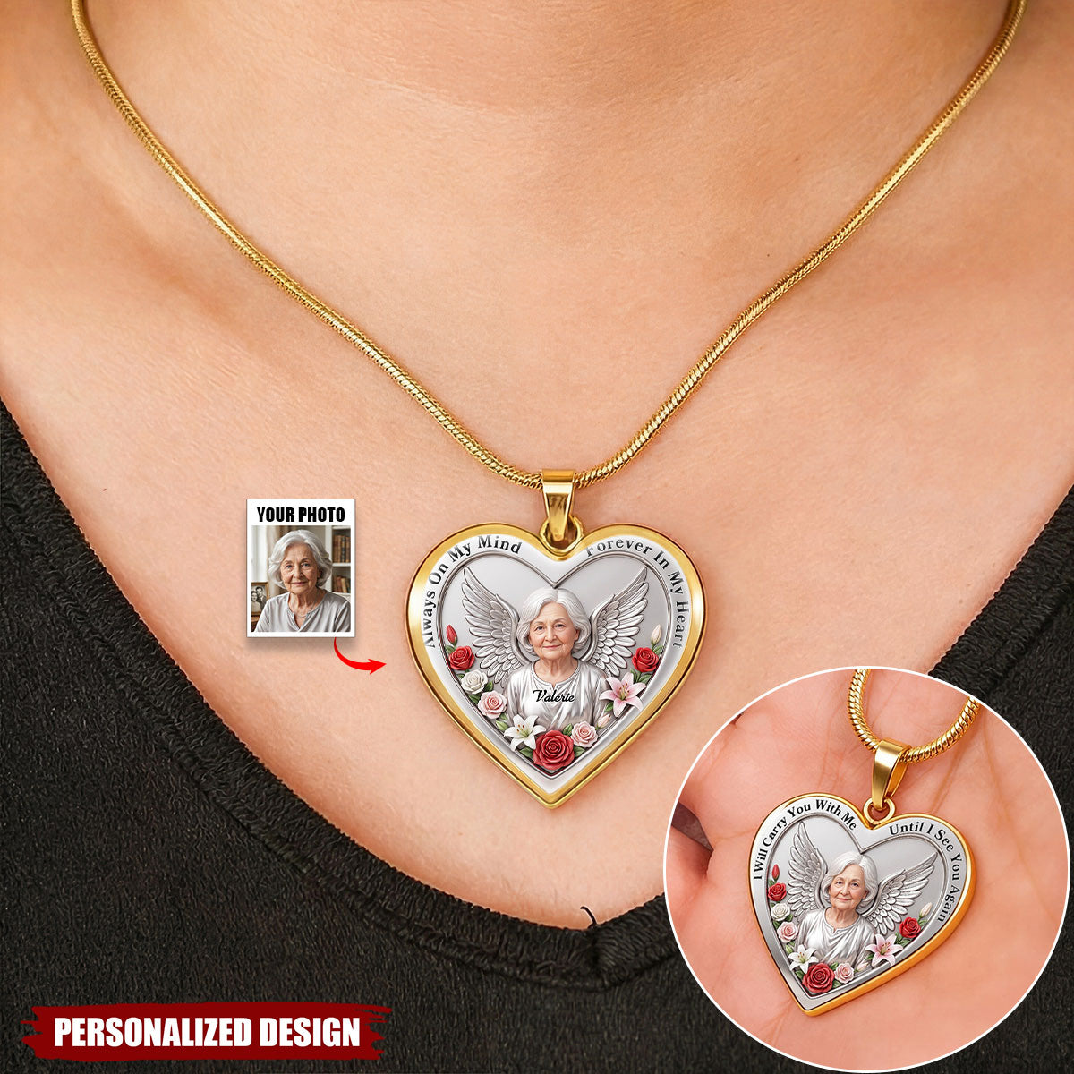 I Will Carry You With Me Until I See You Again-Personalized Heart Necklace