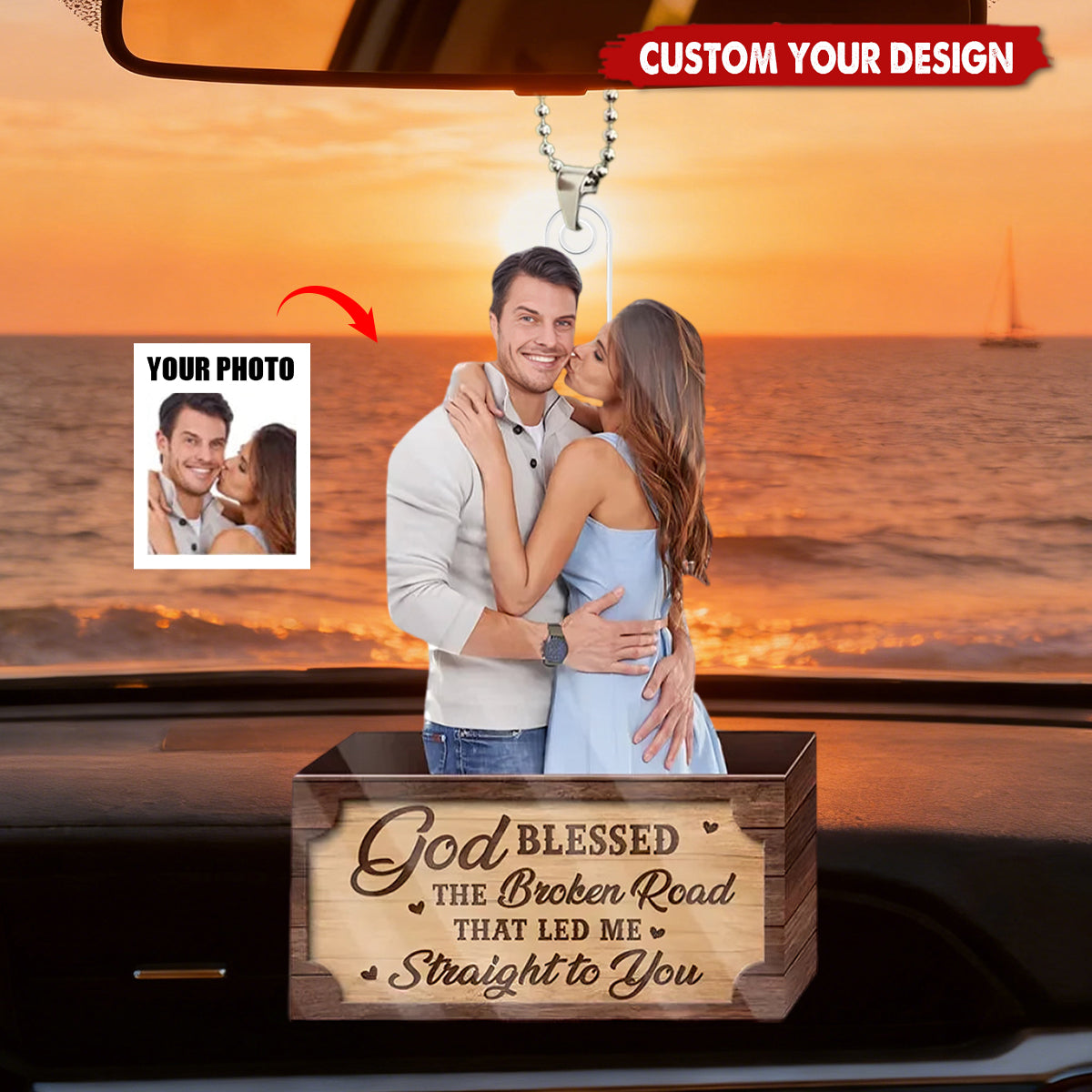 Custom Photo You Make My Heart Skip A Beat - Couple Personalized Custom Car Ornament - Christmas Gift For Husband Wife, Anniversary