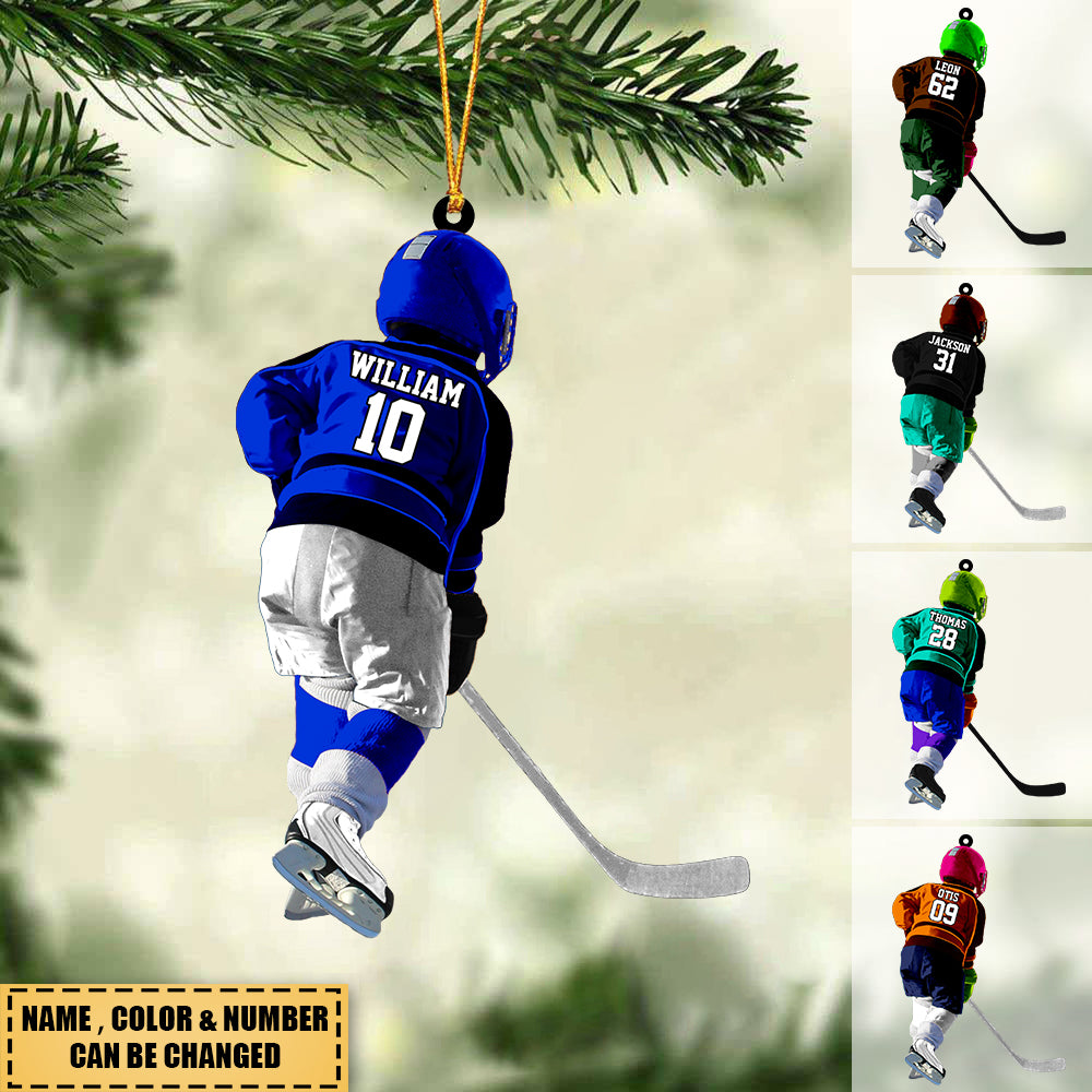 Custom Ice Hockey Acrylic Car / Christmas Ornament,Gifts For Son/Grandson With Custom Name, Number