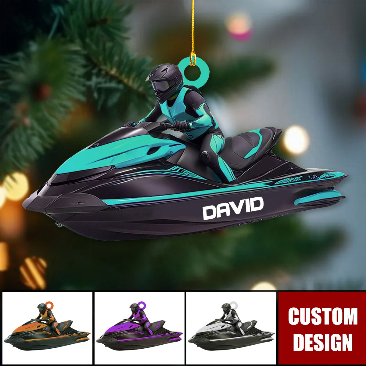 Personalized Jet Boat Ski Christmas Ornament