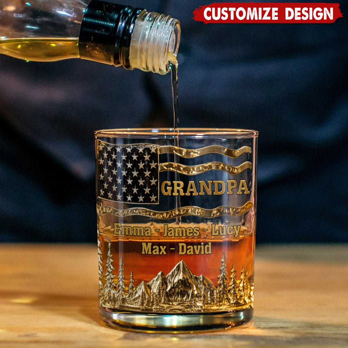 Cool Grandpas Drink Whiskey - Personalized Grandpa Whiskey Glass