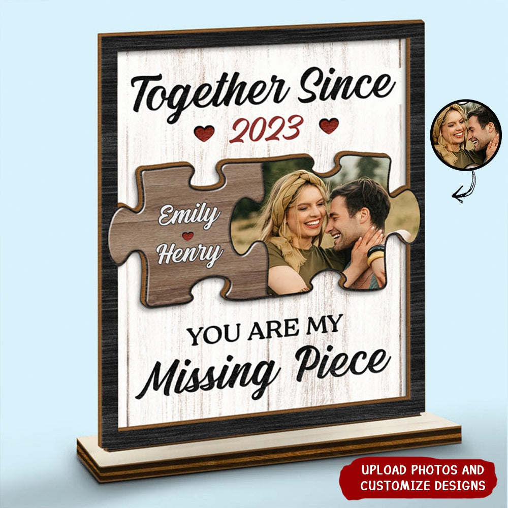 Custom Photo The Sunshine Of My Life - Couple Personalized Shaped 2-Layered Wooden Plaque With Flat Stand