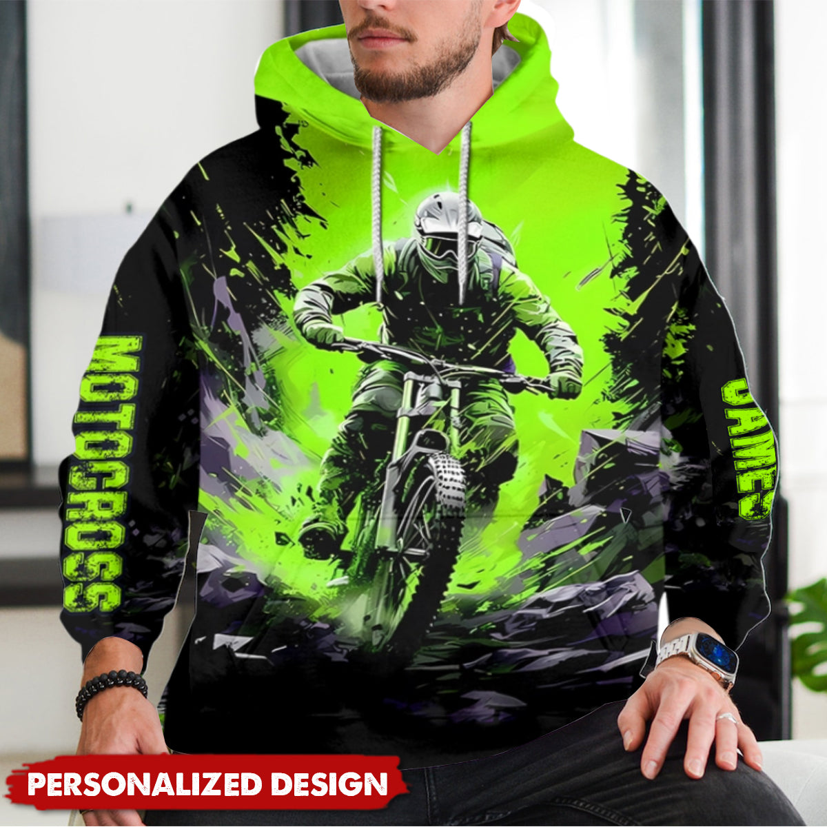 Cool Dirt Bike, Motocross-Personalized Dirt Bike Hoodie