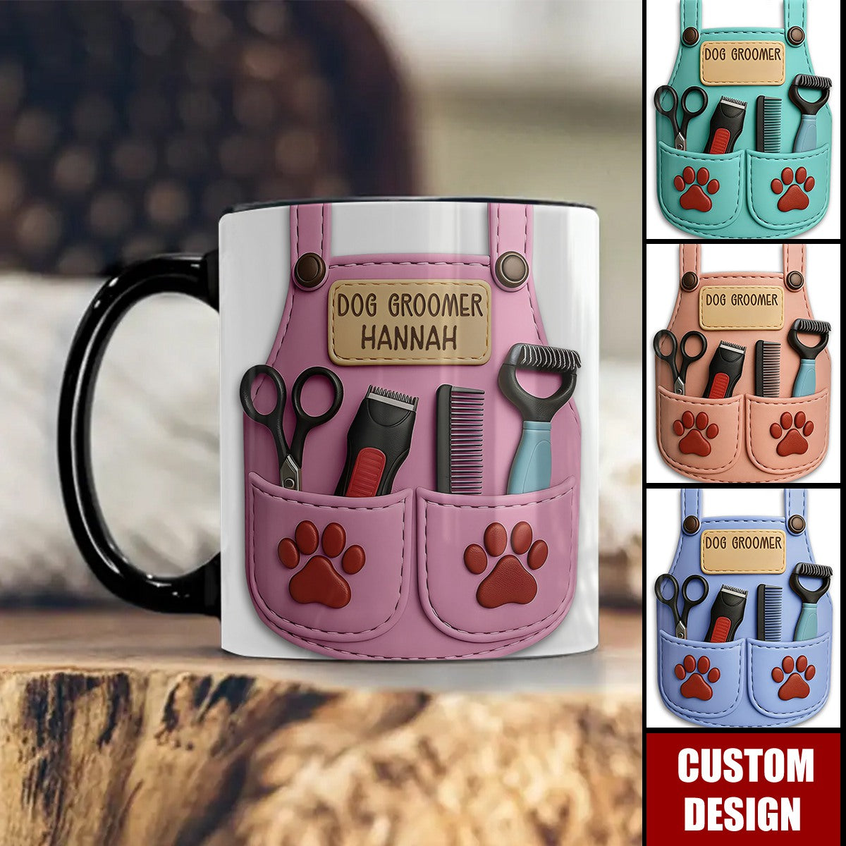 Celebrate Your Favorite Dog Groomer, Scissors And Paw Prints Mug, Gift For Pet Care Professionals And Dog Lovers