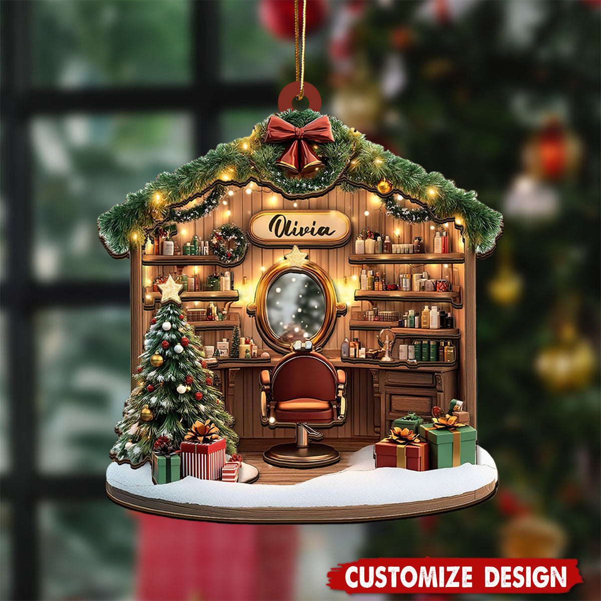 Personalized Hair Salon Christmas Ornament - Gift For Barber