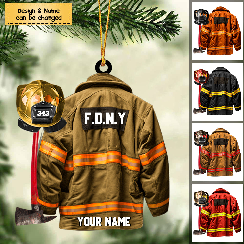 Firefighter Uniform - Personalized Acrylic Christmas / Car Hanging Ornament