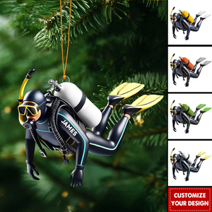 Personalized Acrylic Diver Ornament, Custom Scuba Diving Christmas Decoration