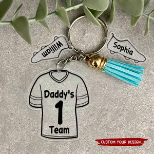 Daddy's Team - Gift For Father, Dad - Personalized Acrylic Tag Keychain
