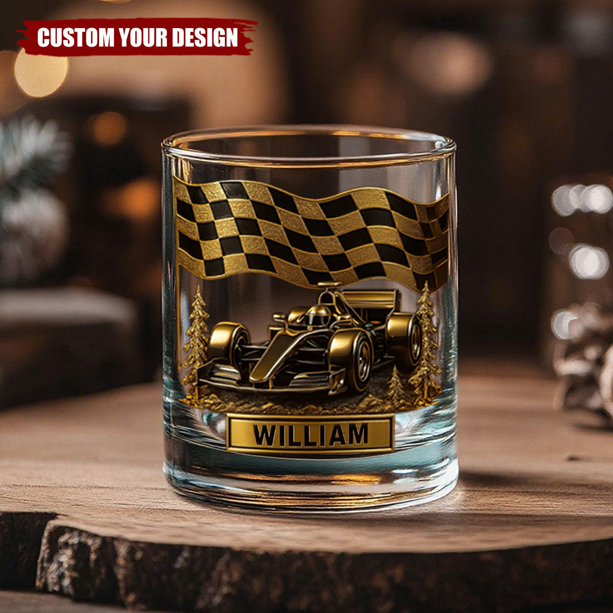 Race Car Whiskey Glass - Personalized Gifts For Racing Lovers