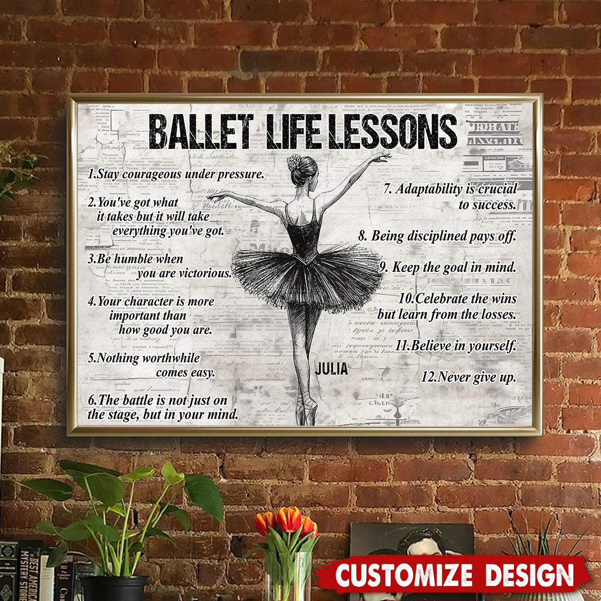 Ballet Life Lessons-Motivational Personalized Ballet Girl Poster-Gift For Ballet Lovers