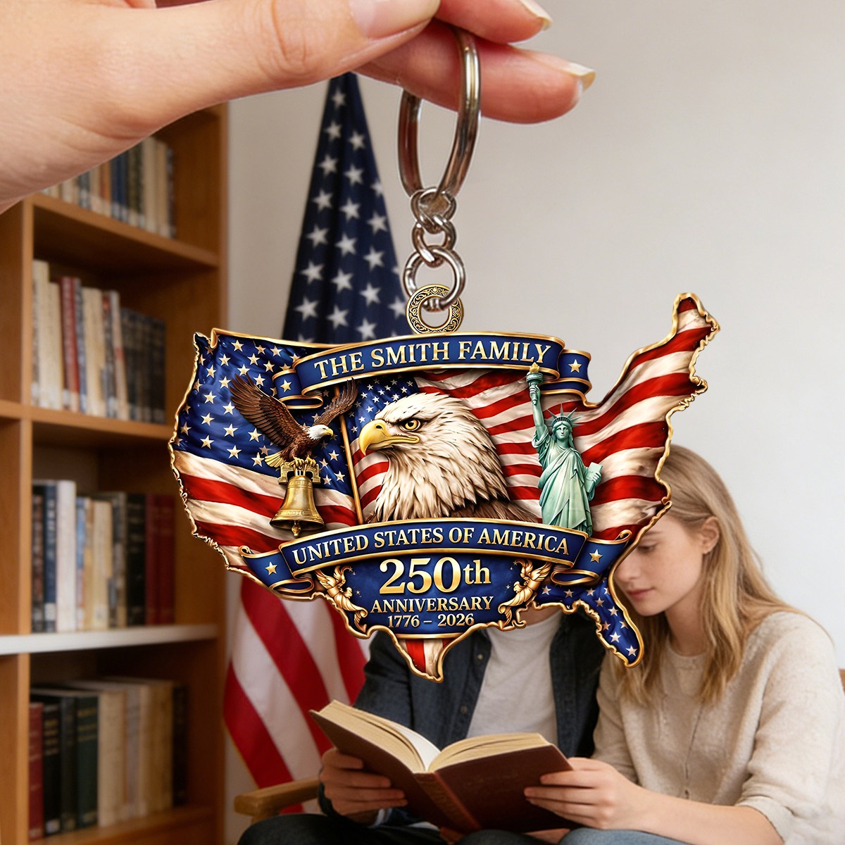 US 250th Anniversary-Personalized Patriot Keychain