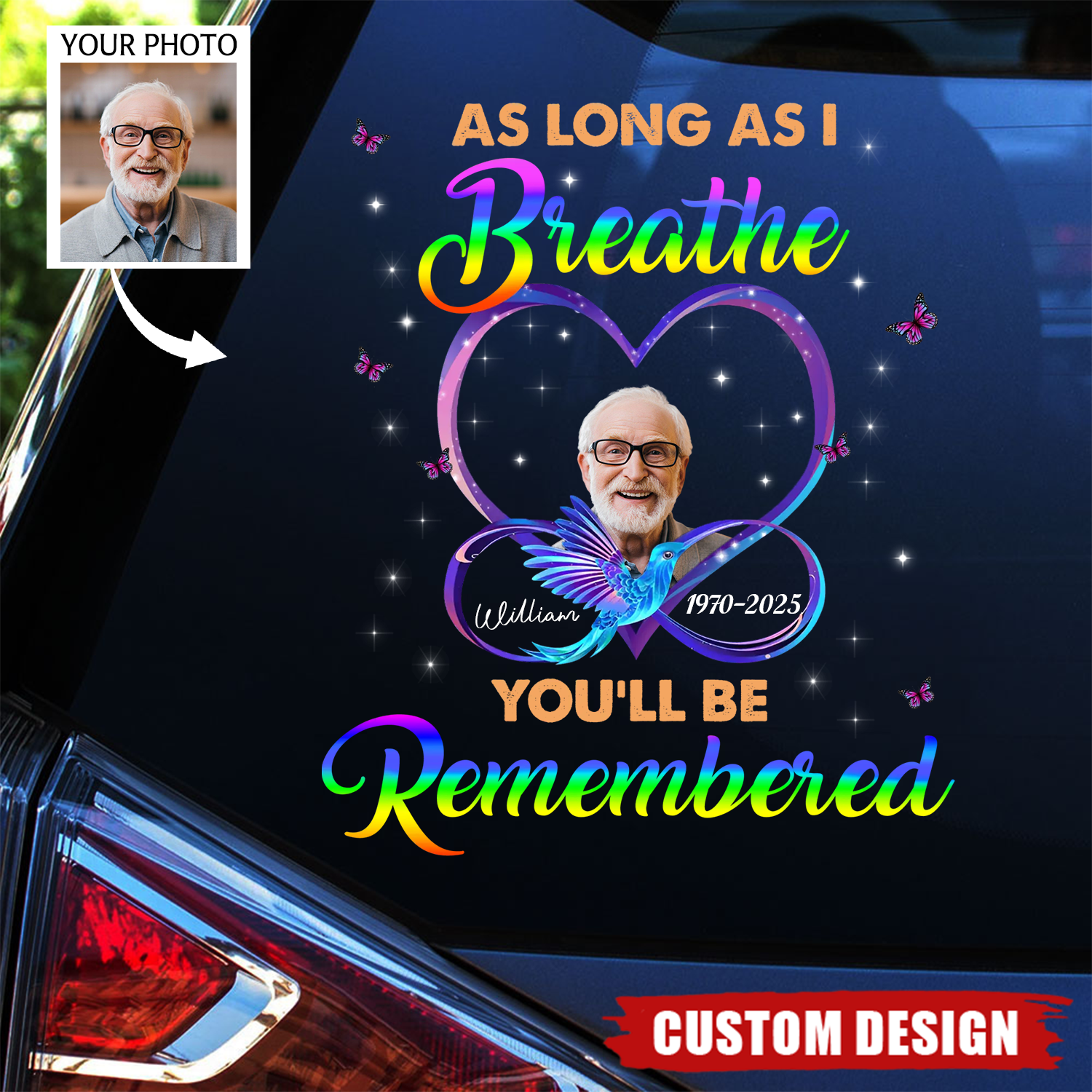As Long As I Breathe You'll Be Remembered Personalized Decal, Memorial Gift
