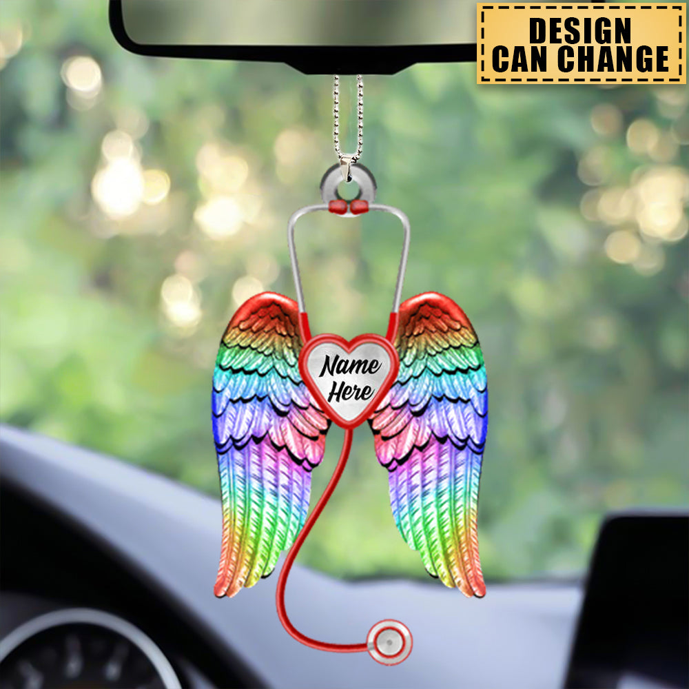 Personalized Nurse Angel Wings  Acrylic Car / Christmas Ornament - Gift For Nurse