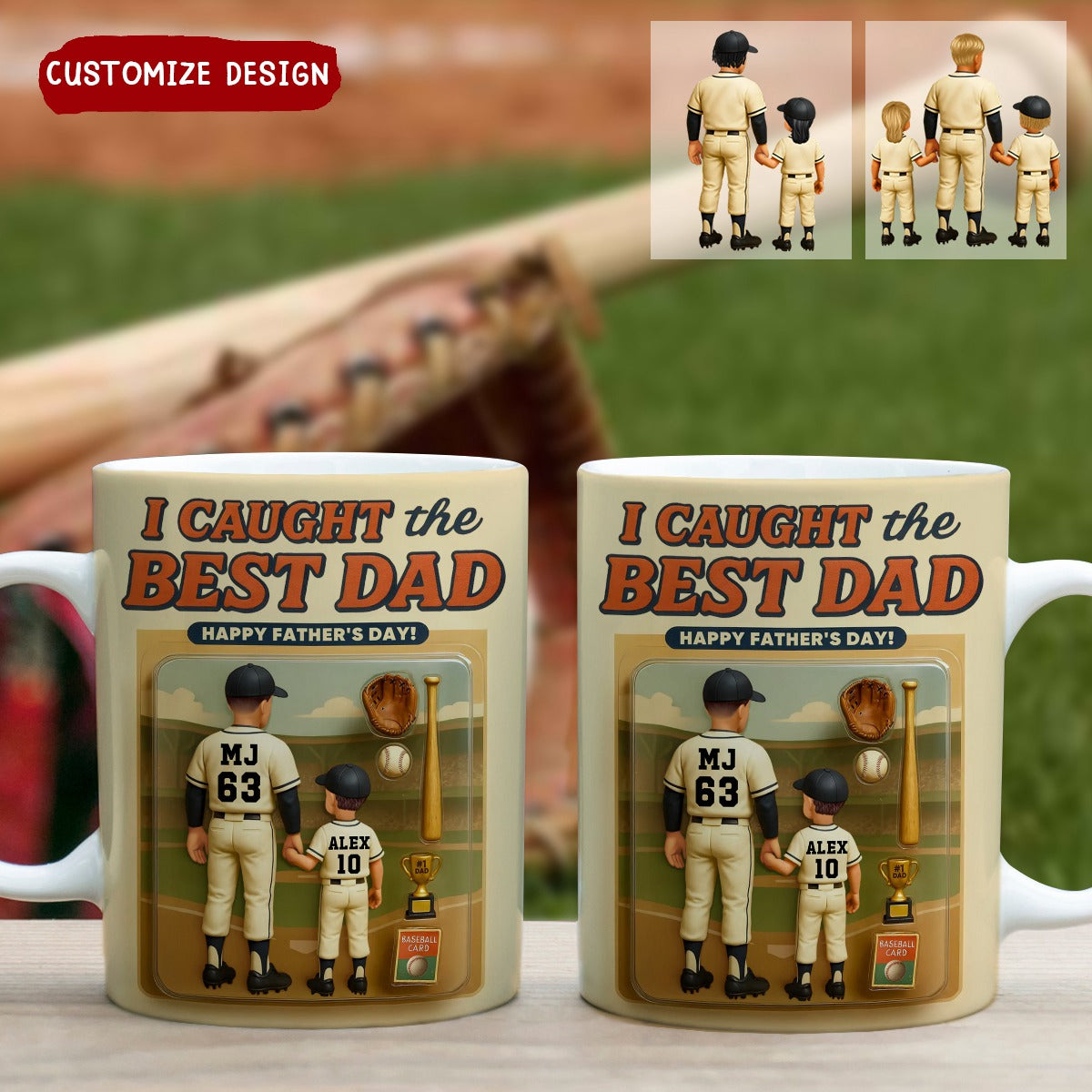 We Caught the Best Dad Baseball Personalized Mug, Father's Day Gift for Dad