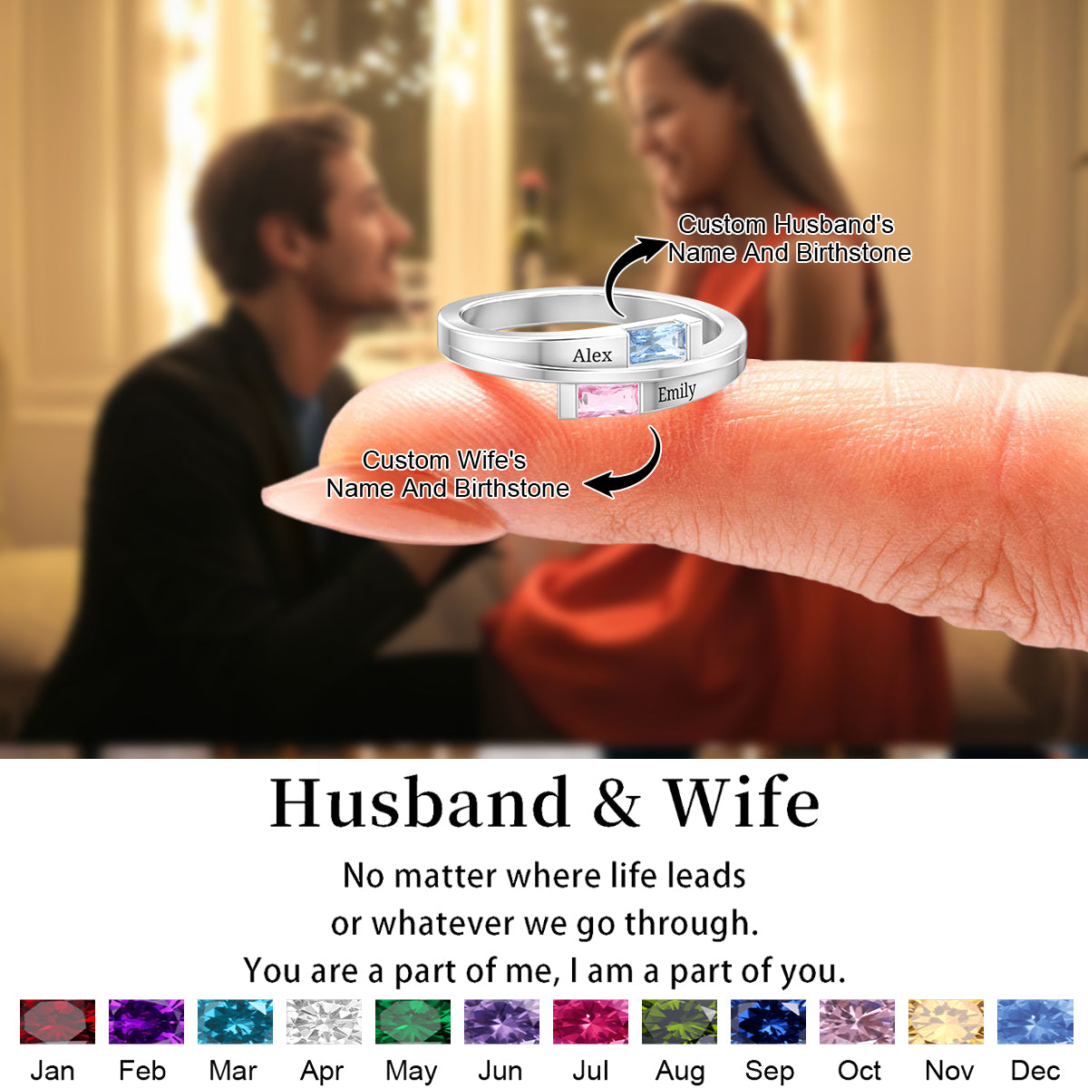 Personalized Double Baguette Bypass Ring